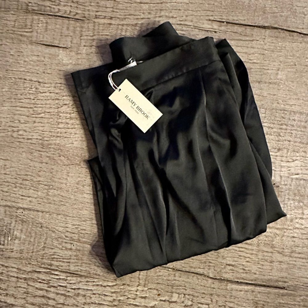 Ramy Brook Satin Iris Pants in Black. - Picture 8 of 10